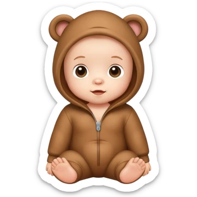 Cute baby with a bear jumpsuit  sticker