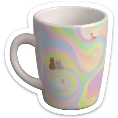 Hyperrealistic 3d rendering whimsical coffee mug sticker