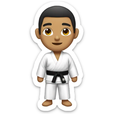 Latino man wit jujitsu kimono and a white belt sticker