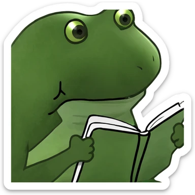 Frog girl reading notebook sticker