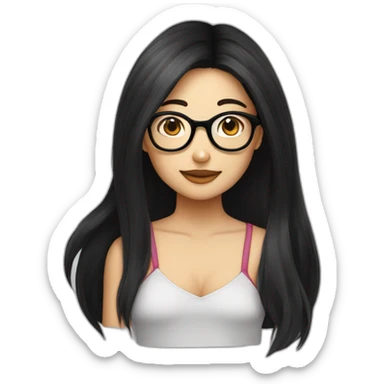 FCB girl long black hair with glasses d sticker