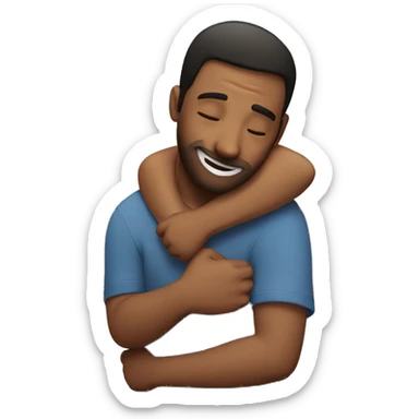 A man hugging a friend  sticker