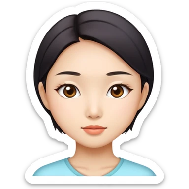 Pretty Asian girl with edges and  sticker