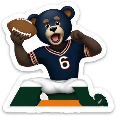 Chicago bears logo eating Green Bay packer logo with paws sticker