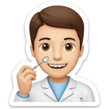dentist, examining tooth, friendly sticker