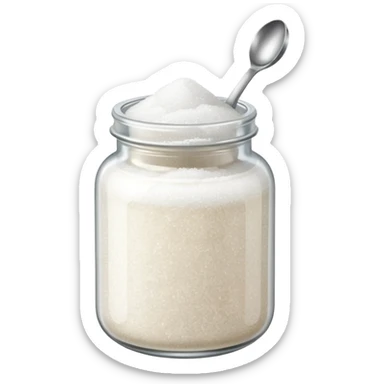 Jar of white sugar with spoon sticker