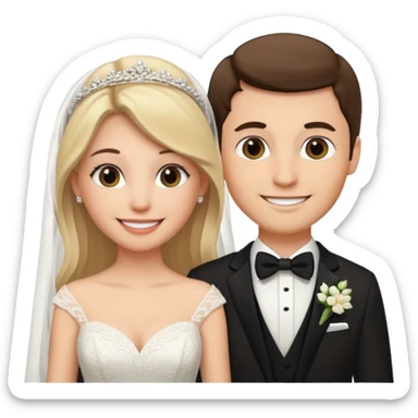 a brunette woman and a blonde man wedding day emoji sticker