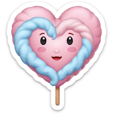 Cotton Candy, Heart-Shaped Cotton Candy – soft pink heart form with sparkle  sticker