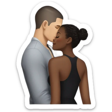 wentworth miller kisses a black girl brown eyes and short black hair in a bun sticker