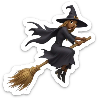 witch on a broom sticker