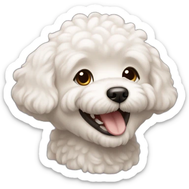 dog bichon light brown laughing face sticker
