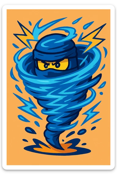 a blue spinjitzu tornado, swirling energy, dynamic motion, inspired by ninja powers sticker