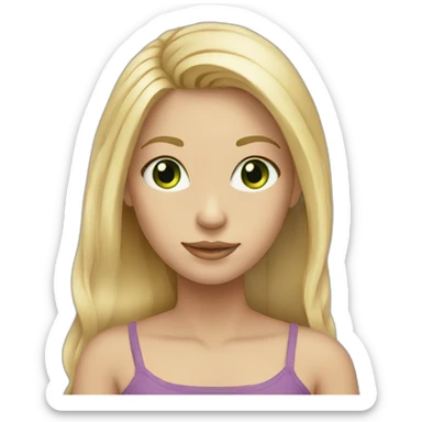 girl blond hair, green eyes, longer hair sticker