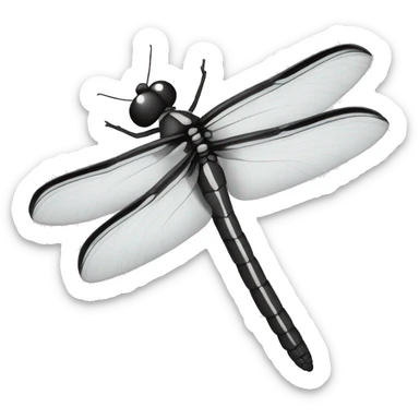 straight black and white dragonfly sticker