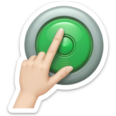 Green Button Being Pushed Down By A Finger sticker