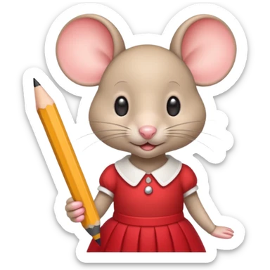Une souris avec jupe rouge à l'école sticker