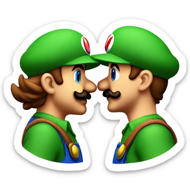 mario and luigi kissing eachother sticker