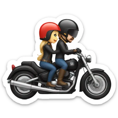 guy and girl motorcyclists in helmets sticker