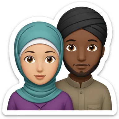 Mixed hijabi wife black husband normal hair  sticker