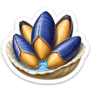 simple cartoon emoji of 3 open mussels sticker