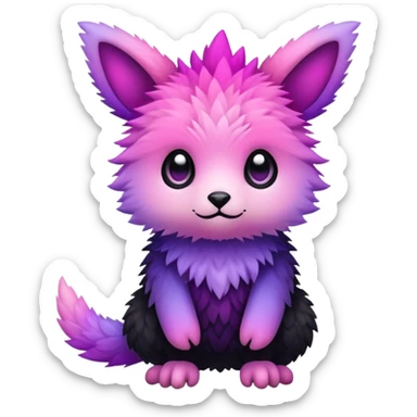 Cool Edgy kawaii Black-pink-purple-gradient Trico-animal-creature full body sticker