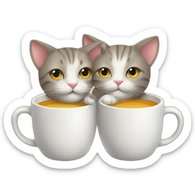 Two cats two cups sticker