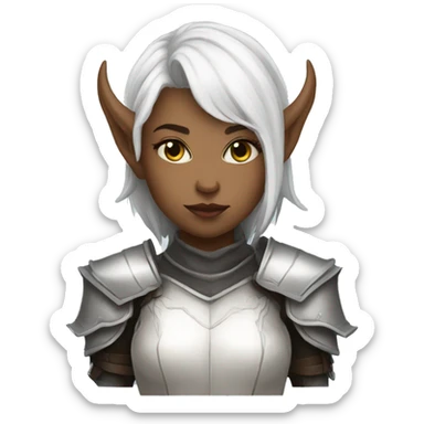 White tiefling knight girl sticker
