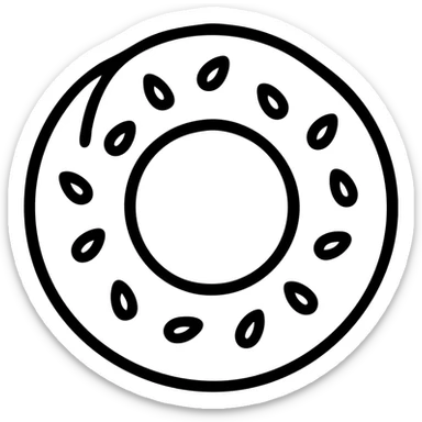 simit, Turkish sesame bread ring outlined icon sticker