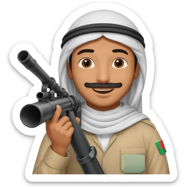 An emarati arab man holding a bazooka while sending kisses sticker