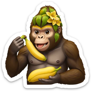 gorilla eating banana sticker