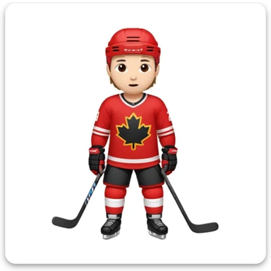 moji-style hockey player wearing a red jersey, simple and expressive, minimal details, cute proportions sticker