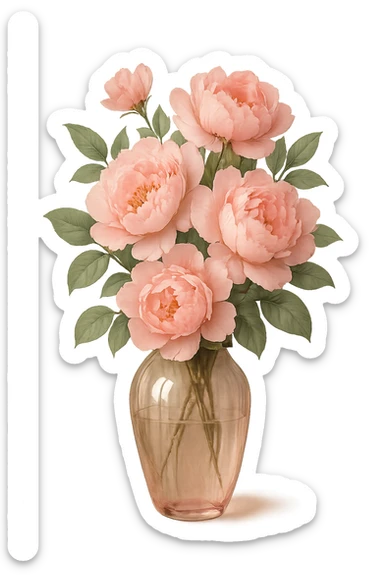 pink flower vase, elegant sticker
