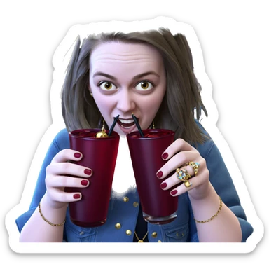 girl with drink and jewelry sticker