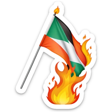 Palestine flag burning with stylized flames sticker