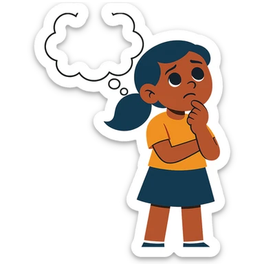 Add a thought bubble above the girl's head. Keep the background transparent. sticker