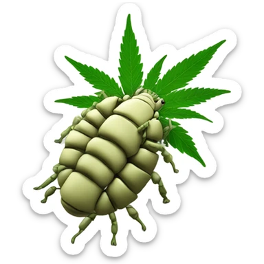 Marijuana behind isopod sticker