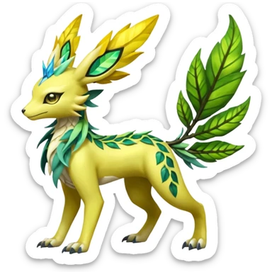 Exotic Ivy Dragonic Feathery Scaly Meloetta-Electrike-Jolteon-Zygarde-Zeraora-Renamon-Protogen-Palkia-hybrid-fusion-Fakémon-creature, full body sticker