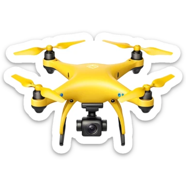 yellow drone with camera sticker