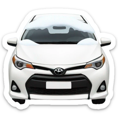 White Toyota Corolla car with snow sticker