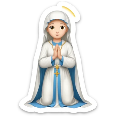 fullbody Virgin Mary praying front view white robes sticker