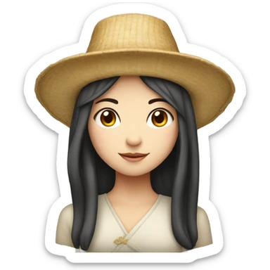 Fair-skinned Girl with chinese hat sticker