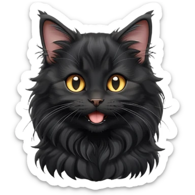 cinematic-yawning black-maine-coon-kitten-portrait-emoji,-head-tilted-playfully-and-inquisitively,-sleek--black-fur,-simplified-yet-adorable-features,-highly-detailed,-glowing-with-a-warm,-friendly-glow  sticker