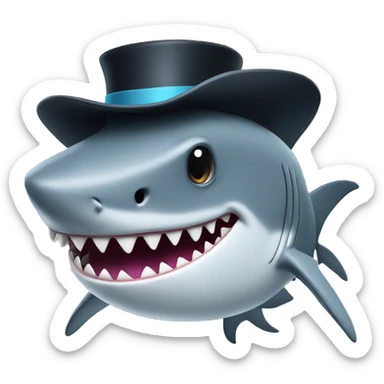 Shark with a top hat sticker