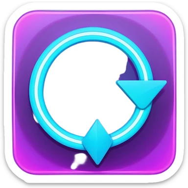 Circular loop arrow in Virtuosa style: smooth rounded shape forming a full loop, neon blue (#00A9F4) and violet (#9A1AFF) glow, futuristic 3D look, friendly and modern. No text. Full background. sticker