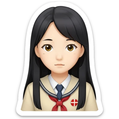 Sawako long black hair uniforme school japane sticker