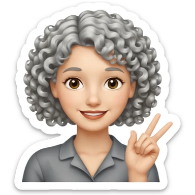 silver, short, wavy-haired with curls, smiling pretty lady, hopeful,  2 fingers up crossed


 sticker