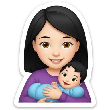 girl black hair baby sticker