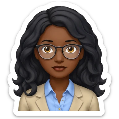 Black women teacher with black long  wavy hair chalkboard background and no eyeglasses sticker