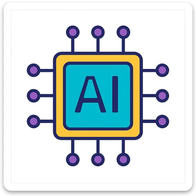 futuristic metallic AI chip icon sticker