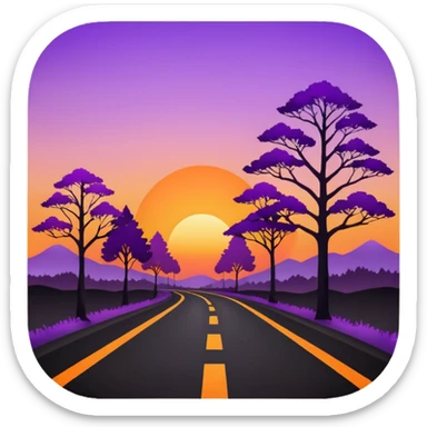 road with sunset sticker